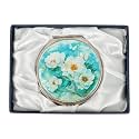 February Mountain Mother of Pearl Compact Mirror – Dual Magnification Gift for Women, Mom, Sister – Birthday or Christmas Idea (1, SkyBlue Peony)
