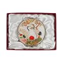 February Mountain Mother of Pearl Compact Mirror – Dual Magnification Gift for Women, Mom, Sister – Birthday or Christmas Idea (1, Peach Pine Cranes)