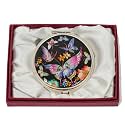 February Mountain Mother of Pearl Compact Mirror – Dual Magnification Gift for Women, Mom, Sister – Birthday or Christmas Idea (1, Colorful Butterfly on Black Background)