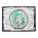 February Mountain Mother of Pearl Compact Mirror – Dual Magnification Gift for Women, Mom, Sister – Birthday or Christmas Idea (1, SkyBlue Butterfly)