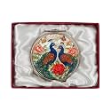 February Mountain Mother of Pearl Compact Mirror – Dual Magnification Gift for Women, Mom, Sister – Birthday or Christmas Idea (1, Twin Peacocks)