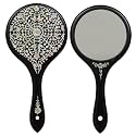 February Mountain Mother-of-Pearl Hand Mirror – Korean Black Lacquer Mirror with Floral Inlay – Gift for Women, Mom, Wife, Daughter – Birthday, Mother’s Day, Christmas, Anniversary
