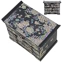 February Mountain Mother of Pearl Jewelry Organizer Box – Anniversary Christmas Graduation Birthday gifts for women Mother's day gifts for mom from daughter (Plum Blossom)