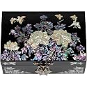 February Mountain Mother of Pearl Small Jewelry Box with mirror lid, Jewelry Storage Organizer for Earring, Necklace, Rings, Bracelet &amp; Accessories
