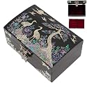 February Mountain Mother of Pearl Small Jewelry Ring Box - Gifts for best friends women, Thank you gifts, mom birthday gifts, Friendship Women Gifts Trinkets Keepsake Treasure box (Black-Crane)