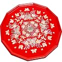 February Mountain Mother of Pearl Tray Decorative Serving Tray for Breakfast,Snacks,Gadgets,Vintage Handcrafted Coffee Table, Kitchen Counter Housewarming gift ideas (Red)