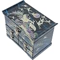 February Mountain Mother of Pearl Wooden Jewelry Organizer Box – Jewelry Storage Box for Women, Features Spacious Drawers, Ideal for Rings, Bracelets, Watches, Chains, Accessories (Crane_Blue)