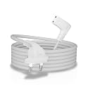 FEDUS 1.2 Meter 2-pin L-Shape Universal Replacement AC Power Cord Cable Wire for LED TV, Printer, Laptop PC Notebook Computer, Tape Recorder, Camera White