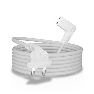 fedus 18 meter 2-pin l-shape universal replacement ac power cord cable wire for led tv printer play station laptop pc notebook computer tape recorder camera white