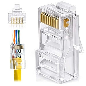 fedus rj45 cat6 pass-through connector rj45 ends cat5 cat5e cat6 8p8c rj45 connector ethernet cable crimp connectors utp network plug solid wire and standard cable lan crimp pack of 100
