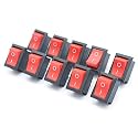 FEDUS (10psc) Small Mini Boat On/Off Rocker Switch Snap-in 2-Pin Red Plastic Button