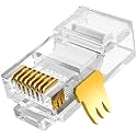 FEDUS Cat6 RJ45 Ends, 120 Pcs Ethernet Cable Crimp Connectors, 8P8C Cat5/Cat5e Connector, UTP Network Plug for Solid Wire and Standard Cable, LAN Crimp Module Plugs