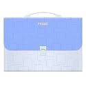 FEDUS 13 Pocket Expanding File Folder with Handle, A4 Large Capacity Portable Plastic Folder for Important Documents Holder, Accordion Paper Storage Organizer Bag with Labels Index Blue