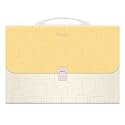 FEDUS 13 Pocket Expanding File Folder with Handle, A4 Large Capacity Portable Plastic Folder for Important Documents Holder, Accordion Paper Storage Organizer Bag with Labels Index Yellow