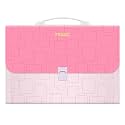 FEDUS 13 Pocket Expanding File Folder with Handle, A4 Large Capacity Portable Plastic Folder for Important Documents Holder, Accordion Paper Storage Organizer Bag with Labels Index (File Folder Pink)