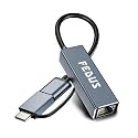 FEDUS 1GIGA 2-in-1 Gigabit Type C to Ethernet Adapter, USB 3.0 to LAN Ethernet Adapter, USB to LAN Converter for Windows, Mac, LAN Connector for Laptop, Desktop, Type c to LAN