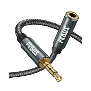 fedus puretone 35mm male to female aux extension cable cord with mic support 1 meter 4-pole trrs audio jack extender braided for smartphone speakers pc headphone car stereotv headphonetablet