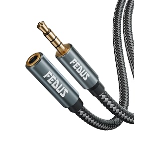 fedus puretone 35mm male to female aux extension cable cord with mic support 1 meter 4-pole trrs audio jack extender braided for smartphone speakers pc headphone car stereotv headphonetablet