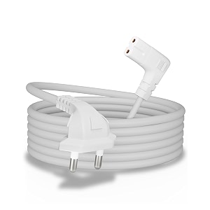 fedus 3 meter 2-pin l-shape universal replacement ac power cord cable wire for led tv printer play station laptop pc notebook computer tape recorder camera white