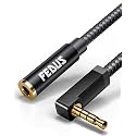 FEDUS 3 Meter 90-Degree 3.5 mm Male to Female Aux Extension Audio Cable with Microphone Nylon Braided TRRS 4 Pole Stereo Audio Extender Cord Aux Cable for Car for Speakers, Earphone Headphone, Phone
