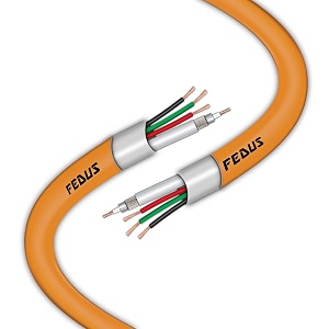 fedus 98 feet 23awg pure copper 31 cctv camera coaxial cable for high-speed audio video signal bnc video amp power cord with breading alloy positive negative mic earth wire for all security camera dvr