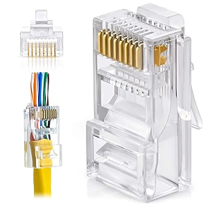fedus rj45 cat6 pass-through connector rj45 ends cat5 cat5e cat6 8p8c rj45 connector ethernet cable crimp connectors utp network plug solid wire and standard cable lan crimp pack of 75