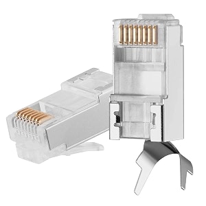fedus rj45 cat7 amp cat6a crimping connectors rj45 8p8c modular plug 50u nickel plated 3 prong shielded ftpstp external ground for 23 awg 0573mm network cable for modem pc tv pack of 90
