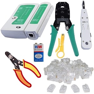 fedus rj45 crimping tool kit crimping tool rj45 crimping machine for cat6a cat5e cat5 rj45 ethernet tool kit 25pcs rj45 connector network lan tester cut and strip tool punch down toolwire cutter