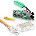 FEDUS RJ45 Crimping Tool Kit, Passthrough Crimping Tool rj45 Crimping machine for Cat8 Cat7 Cat6A Cat6 Cat5E Cat5 RJ45 Ethernet tool kit, 25PCS rj45 Passthrough Connector, Cut and Strip Tool