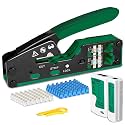 FEDUS RJ45 Crimping Tool Kit, Passthrough Crimping Tool rj45 for Cat8 Cat7 Cat6A Cat5E Cat5 RJ45, 25PCS rj45 Connector &amp; Boot Covers, Network lan Tester, Cut and Strip Tool