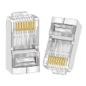 FEDUS RJ45 STP Connector Pack 70 Cat5, Cat5E, Cat6, Shielded RJ45 Nickel Plated 8P8C Ethernet Modular LAN Crimp Module Plug FTP STP Network Crimping Plug Ethernet Network Cable Plug