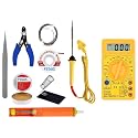 FEDUS soldering iron kit set|soldering iron(25W),soldering wire,soldering stand,soldering paste,Wire Stripper Cutter desoldering wick wire, Desoldering Pump Solder Sucker,Tweezer,digital multimeter