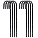 FEED GARDEN Rebar Stakes Heavy Duty J Hook, Galvanized Ground Stakes Tent Stakes Steel Ground Anchors,Chain Link Fence Stakes,Trampoline Stakes,Black