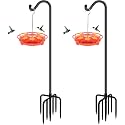 FEED GARDEN 76'' Bird Feeder Pole, Heavy Duty Shepherds Hooks for Outdoor with 7-Prong Base, Adjustable Shepherds Hook for Hummingbird Feeder, Lanterns, Plants, Wedding Decor (2 Pack)