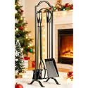 FEED GARDEN Fireplace Tools Set 5 Pcs with Stand, 29” Durable Wrought Iron
