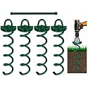 FEED GARDEN Ground Anchors, 12” Heavy Duty Screw-in Spiral Stakes, 4 Pack