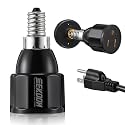 Feekoon 1pcs E12 3 Prong Light Bulb Socket Adapter, Polarized Outlet, Black