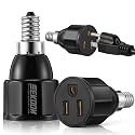 Feekoon 2pcs E12 3 Prong Light Bulb Socket Adapter, Polarized Outlet, Black