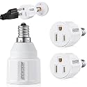 Feekoon 3pcs E12 3 Prong Light Bulb Socket Adapter, Polarized Outlet, White