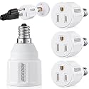 Feekoon 4pcs E12 3 Prong Light Bulb Socket Adapter, Polarized Outlet, White