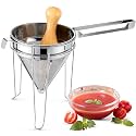 Stainless Steel Chinois Strainer with Stand and Wooden Pestle, 1 Set