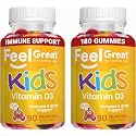 Feel Great Kids Vitamin D3 1000 IU Gummies, Bone &amp; Immune Support, 90ct, 2 Pack