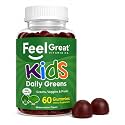 Feel Great Super Green Gummies for Kids | Fruit and Vegetable Gummies | Vegan Veggie Gummy Multivitamin for Kids | Veggie Fiber Supplement | 60 Count