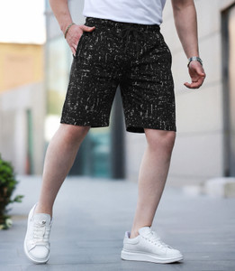 FEEL TRACK Checkered Men Black Basic Shorts