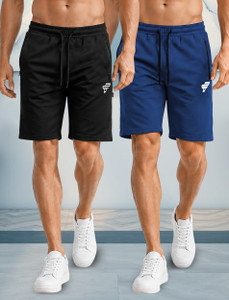FEEL TRACK Solid Men Black Blue Regular
