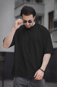 FEEL TRACK Solid Men Round Neck Black