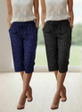 FEEL TRACK Women Black, Dark Blue Capri