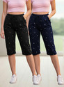 FEEL TRACK Women Black, Dark Blue Capri