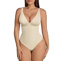 FeelinGirl Shapewear Bodysuits for Women Tummy Control Deep V Neck