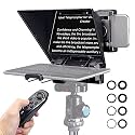 FEELWORLD TP2A 8" Portable Teleprompter for Up to 8" Smartphone Tablet Prompter Support Phone DSLR Camera Video Recording for Live Streaming Interview Speech with Lens Adapter Rings APP Remote Control